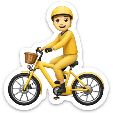 An Emoji riding on a e-bike wheeling sticker
