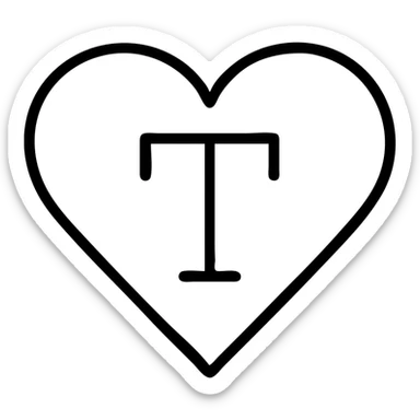 pink heart with a bold letter T in the center sticker