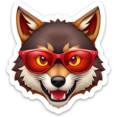 Evil Scary Red Wolf wearing sunglasses sticker