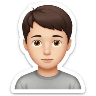 cute brunnete boy with short hair light skin and freckles sticker