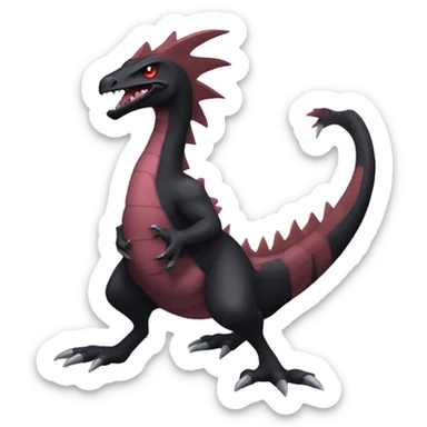 cool edgy black and maroon Dark-type nargacuga Salazzle Nargacuga Salandite Pokémon full body sticker