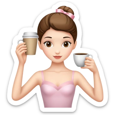 balerina with coffee cup intead of head sticker