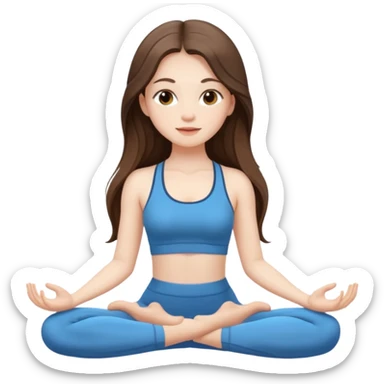 beautiful pale brunette girl with long hair doing yoga  sticker