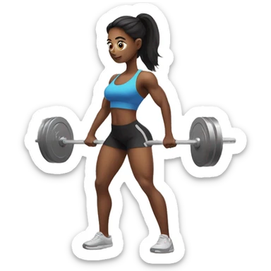 girl doing heavy barbell deadlifts  sticker