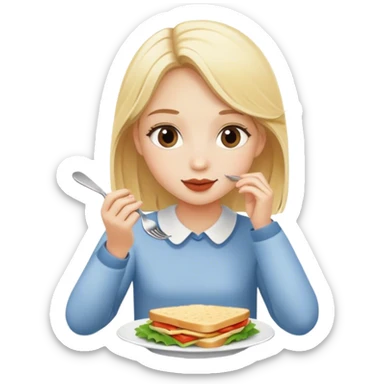 blonde girl having lunch sticker