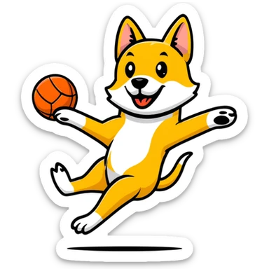 dog jumping to catch ball sticker