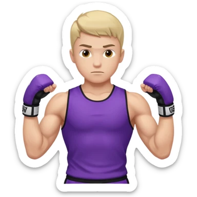 now make a boy whose white in purple kickboxing full shirt sticker