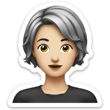 Weird and pretentious European girl with black mid short hair sticker
