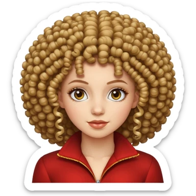 white girl with curly afro sticker