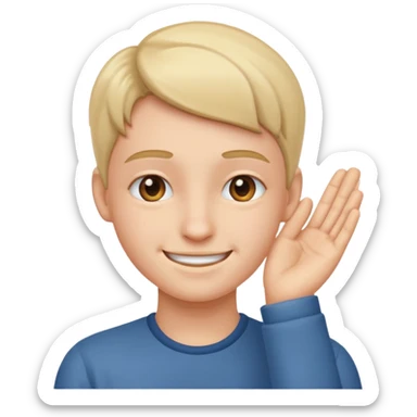 Smirking face tucking hand behind ear sticker