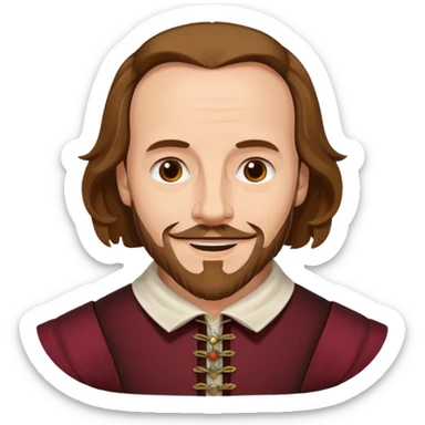 Shakespeare portrait very faithful to original dealing with simple emojis sticker