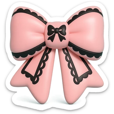 pink gothic bow in gothic style, vinyl figure, with lace and dark accents sticker