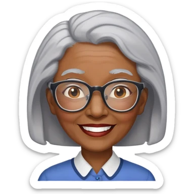 Elderly black woman teacher with gray hair and glasses sticker