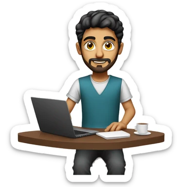 Graphic Designer arab boy with laptop sticker