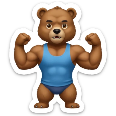 flexing bear with tanktop sticker