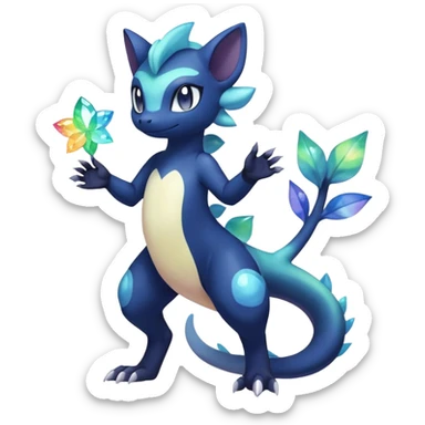 Rainbow crystalic Shiny pastel Nebulae Salandit-Meowstic-Noibat-Fakémon-hybrid-creature (full body)  sticker