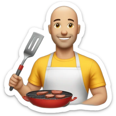 Bald man cooking bbq sticker