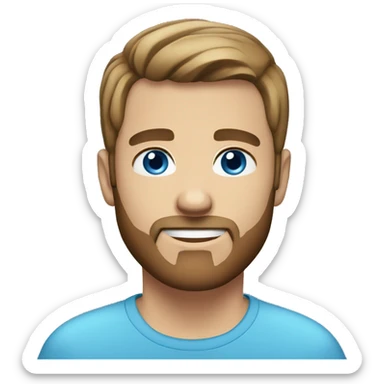 white male short straight brown hair, short beard and blue eyes sticker