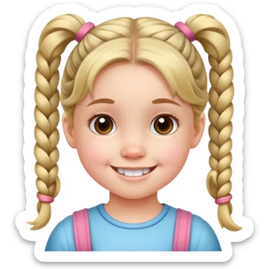Little girl with pigtails and a cute smile sticker