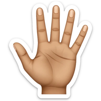 hand emoji, where the palm is facing us. all fingers are straight except for the middle finger. The midde finger is bent and pointing towards the forground sticker