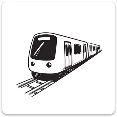 a black and white doodle of a subway train sticker