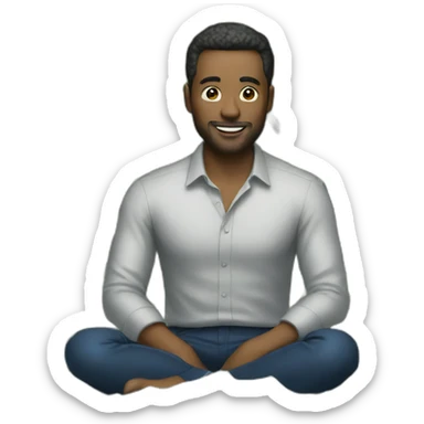 man sitting on the ton of money sticker