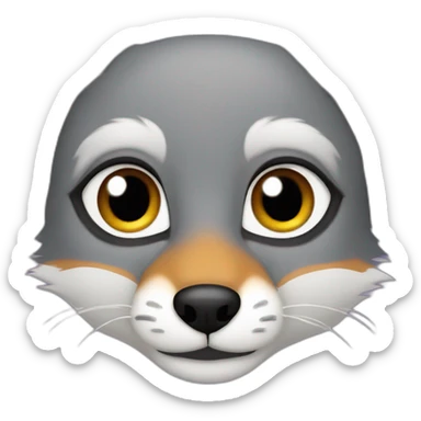 Gray fox, pirple eyes sticker