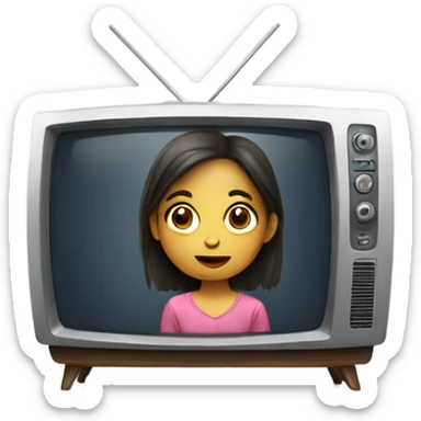 girl watching tv sticker