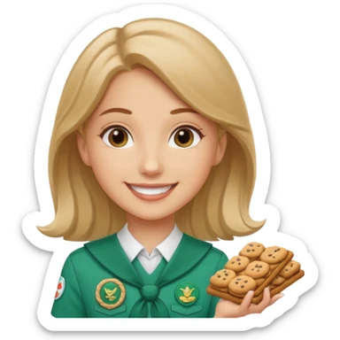 white girl scout selling cookie at Wendy’s big sticker