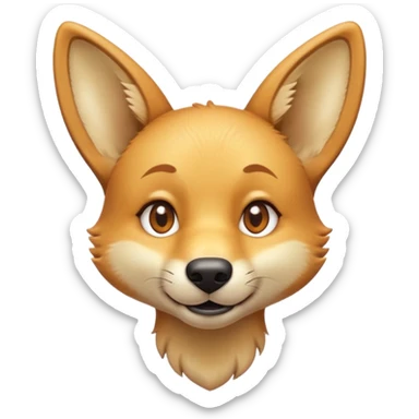 cinematic-cute-dingo-portrait-emoji,-head-tilted-playfully-and-inquisitively,-featuring-a-glossy-sandy-fur-with-naturally-perky-ears-and-round,-sparkling-amber-eyes-filled-with-curious-mischief,-simplified-yet-irresistibly-adorable-features sticker