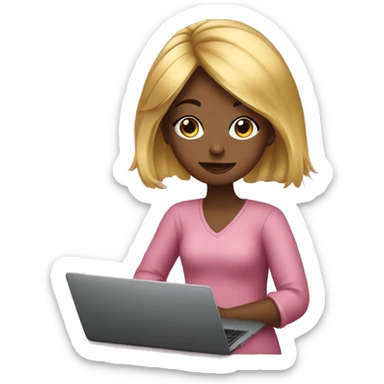 Style girl cutlery hair work on laptop sticker