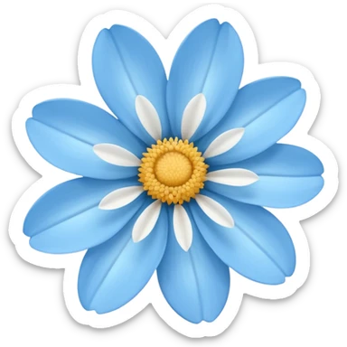 light blue  flower with a white center sticker