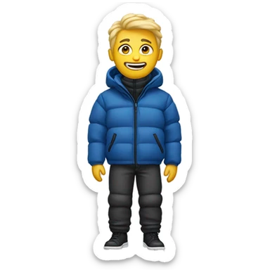 Blonde man wearing a puffer jacket and puffer pants sticker