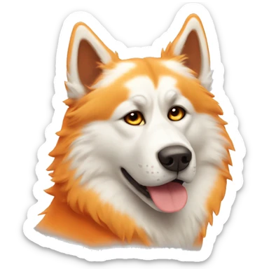 Lazy Orange fluffy husky  sticker
