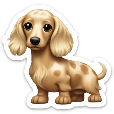 Fullbody Longhair cream shaded piepald dachshund with some beige spots on the back sticker