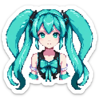 Hatsune Miku with teal twin tails sticker