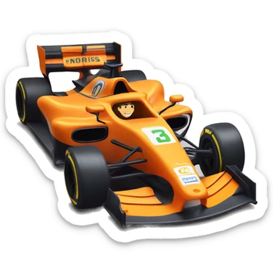 Lando Norris inside an orange formula one car  sticker
