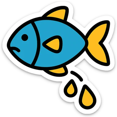 color outline icon of a fish peeing with clean lines sticker