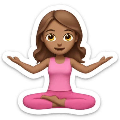 Women with brown hair yoga pink clothes  sticker