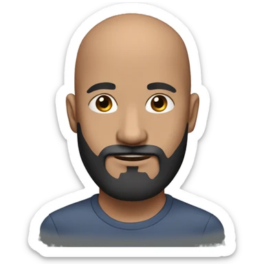 hairless, Bald man brown skin with big black beard sticker