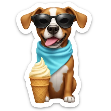 Dog wearing sunglasses and eating ice cream  sticker