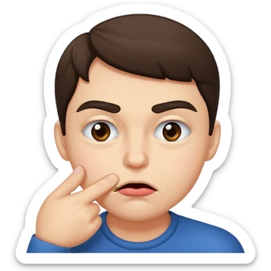 Raising one eyebrow while biting cheeks sticker