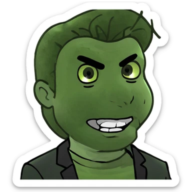 Rick Astley with straight face but with front teeth out sticker