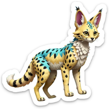 Epic complex detailed realistic aesthetic-scenic-Fakémon-Trico-Sergal-Serval-Vernid-creature sticker