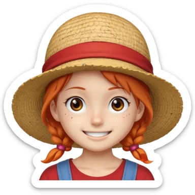 a girl with Luffy hat sticker