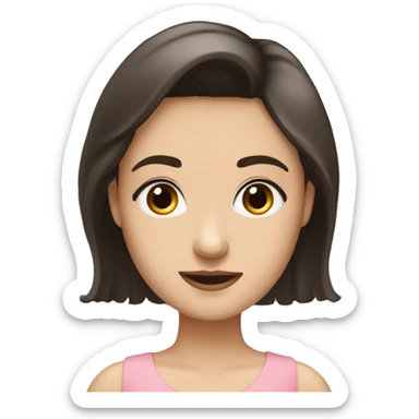 A girl with a dark brown hair and a dress with eyelashes ￼ sticker