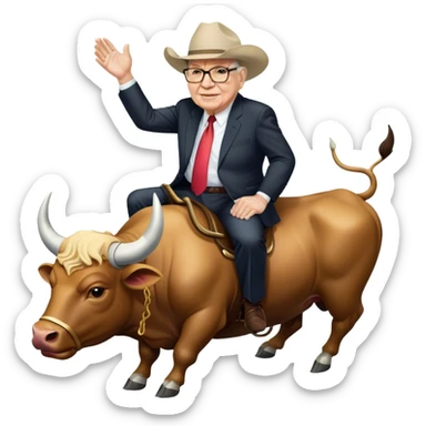 Warren Buffet riding bull sticker