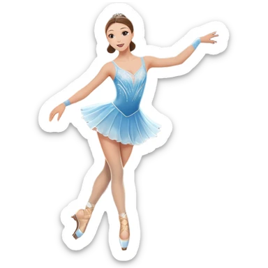 An icon featuring a graceful figure skater performing a spin on the ice. The background includes a grand ice rink palace with shining spotlights and cheering spectators in the stands. Transparent background highlights the elegance and artistry of figure skating sticker