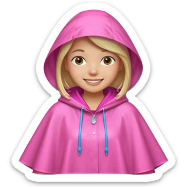 girl with pink rain poncho sticker