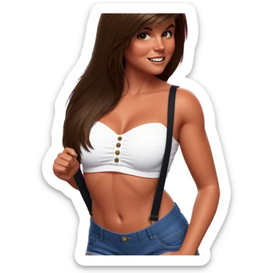 brown hair in denim shorts sticker